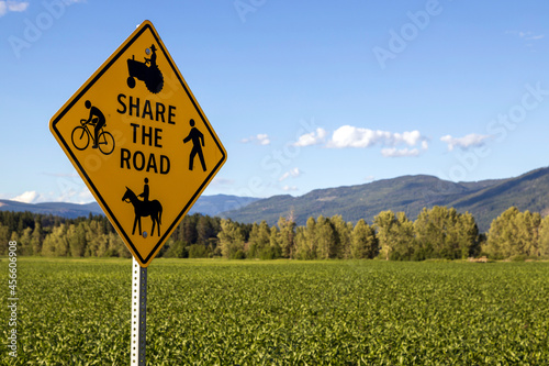 Konstfotografi Share The Road Yellow Road Sign