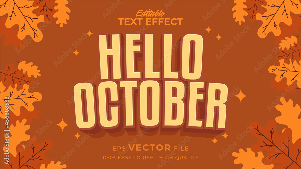 Fototapeta premium Editable text style effect - autumn text with maple leaves illustration