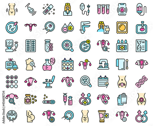 Foto Reproductive health icons set outline vector