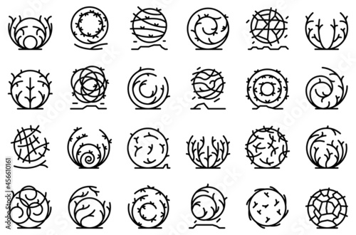 Quadro su tela Tumbleweed icons set outline vector. Western dead. Weed ball