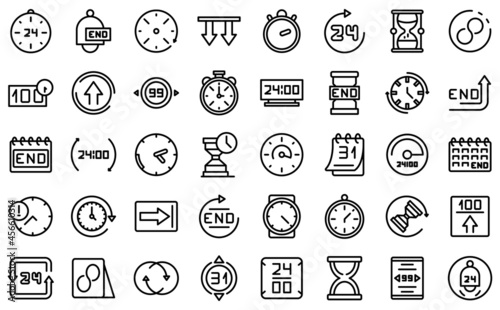 Duration icons set outline vector. Future past. Present time