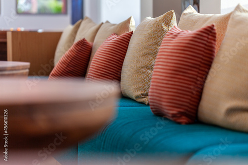 Close up of pillows on sofa at hotel Abama photo