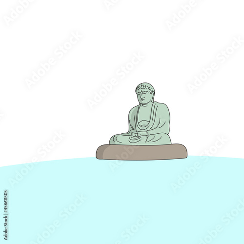 Great buddha statue in kamakura japan illustration vector isolated on white background