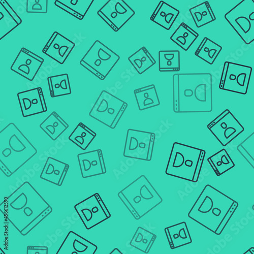 Black line Create account screen icon isolated seamless pattern on green background. Vector