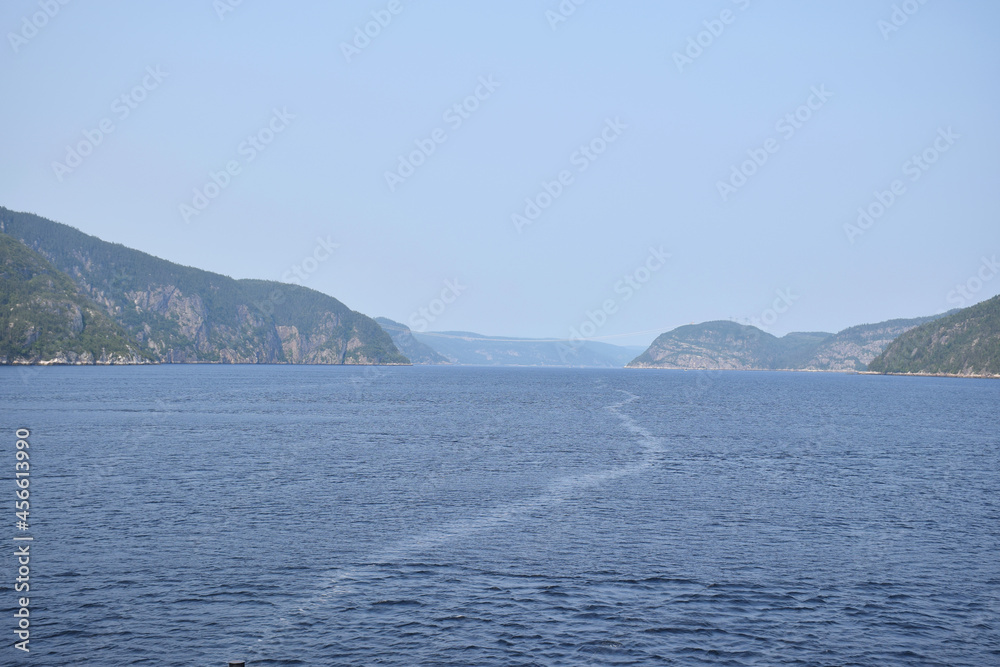 Tadoussac, Quebec, Canada: View of the Saguenay Fjord from the 138 ferry, looking westward