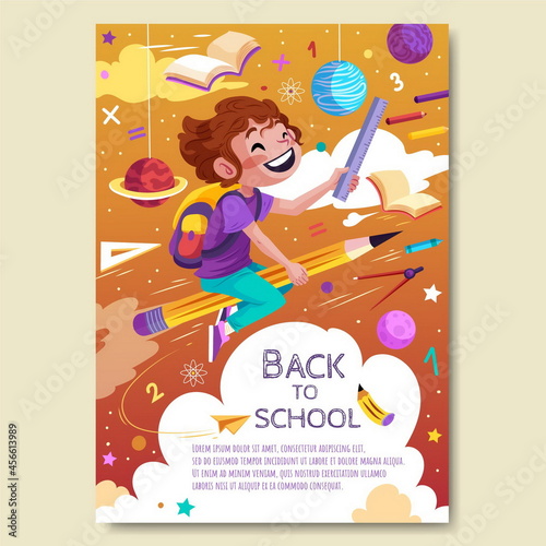 detailed back school vector design illustration vertical poster template © Pikisuperstar