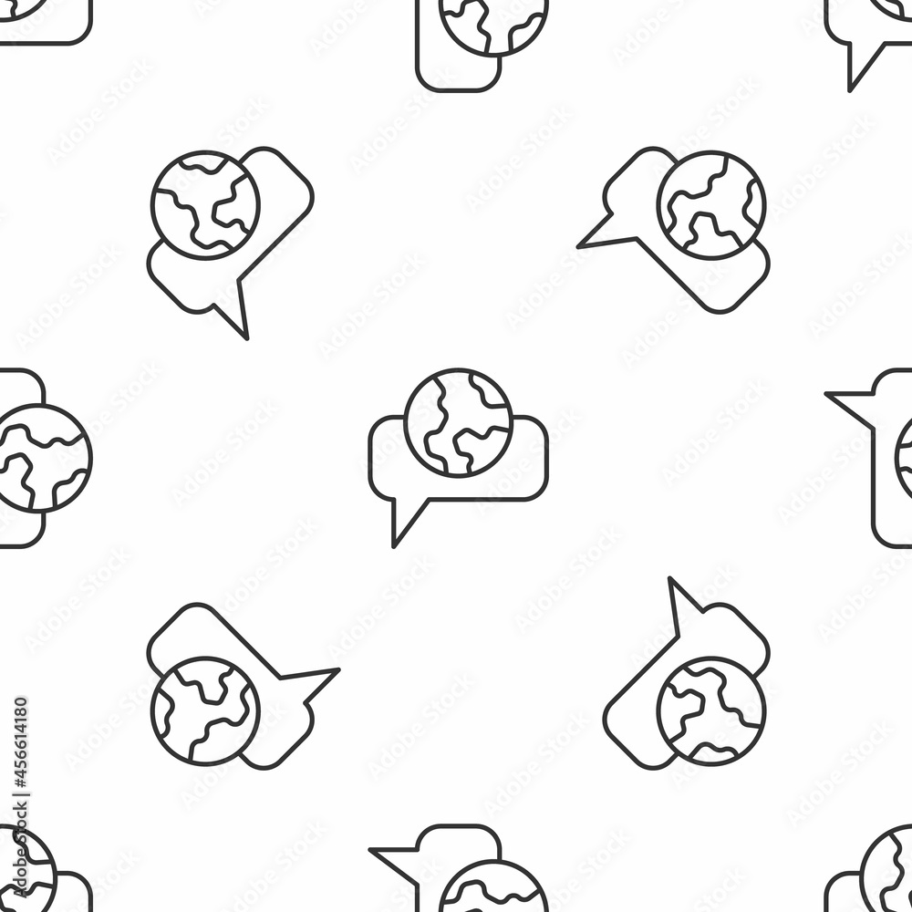 Grey line Learning foreign languages icon isolated seamless pattern on white background. Translation, language interpreter and communication. Vector