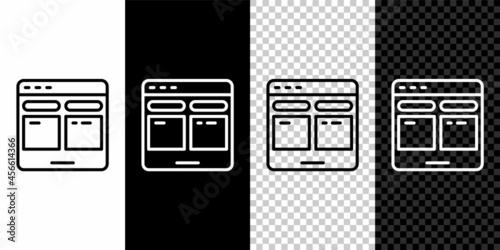 Set line Online translator icon isolated on black and white, transparent background. Foreign language conversation icons in chat speech bubble. Translating concept. Vector