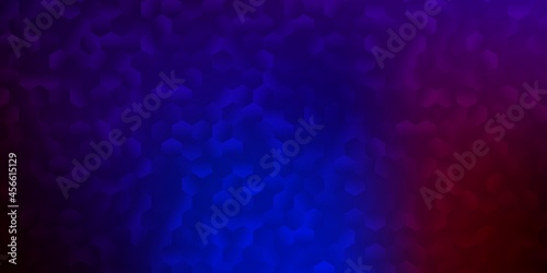 Dark blue  red vector texture with colorful hexagons.
