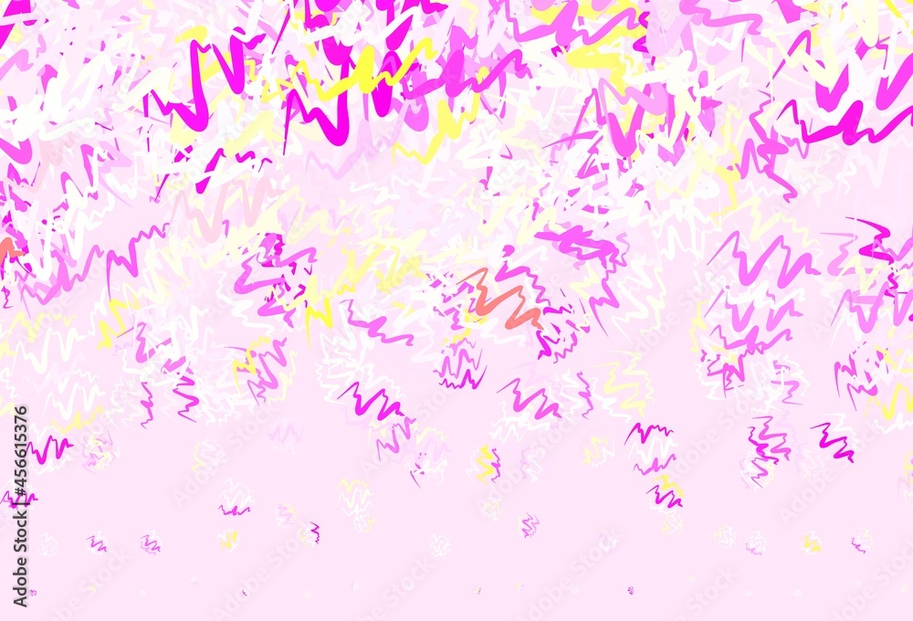 Light Pink, Yellow vector background with curved lines.
