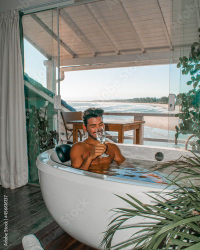 Man relaxing in the spa