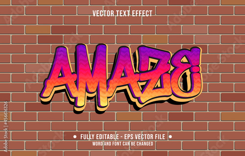 Editable text effect gradient color street graffiti wall style for digital and print media font effect template