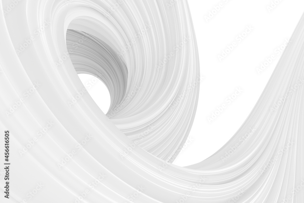 Fototapeta premium White abstract twisted brush stroke. Bright curl, artistic spiral. 3D rendering image