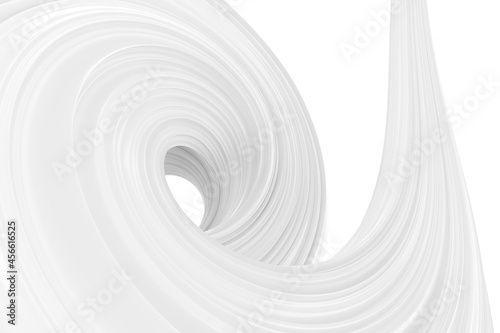 White abstract twisted brush stroke. Bright curl, artistic spiral. 3D rendering image © Andrey Shtepa