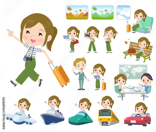 旅行に関するカジュアルファッション女性のセット