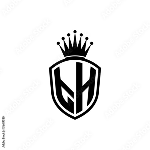 Monogram logo with shield and crown black simple TH