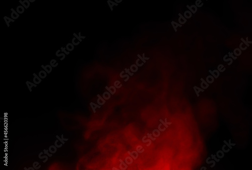 red smoke steam isolated black background 