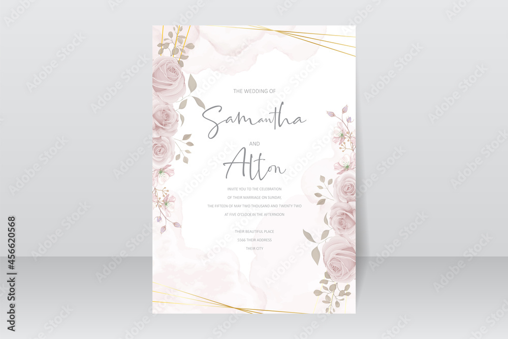 Beautiful flower wedding invitation card template