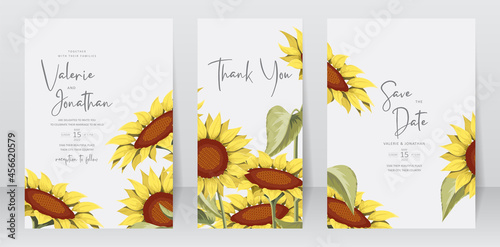 Beautiful sunflower wedding invitation card template
