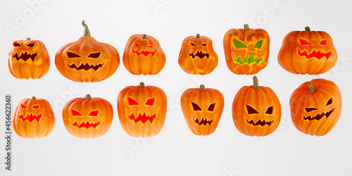 Halloween Pumpkins on white...