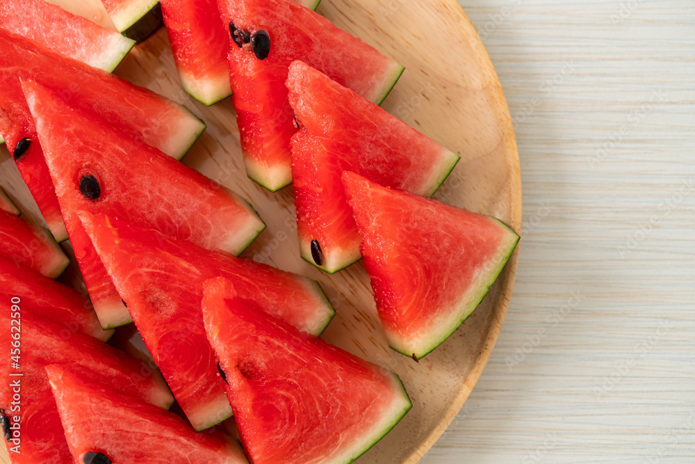 fresh watermelon sliced on plate fresh watermelon sliced on plate