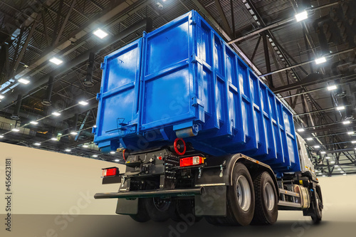 Blue truck. Truck under roo...