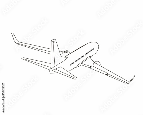 modern airplane outline from behind flying. public transportation vector design