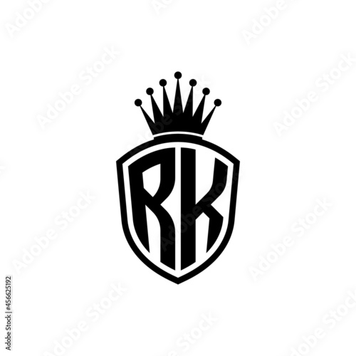 Monogram logo with shield and crown black simple RK