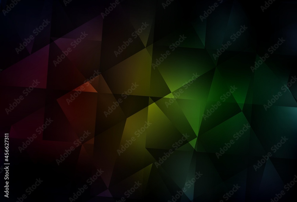 Obraz premium Dark Green, Red vector polygon abstract backdrop.