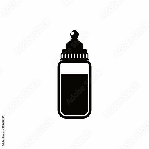 silhoulette baby bottle with milk on white background. vector illustration