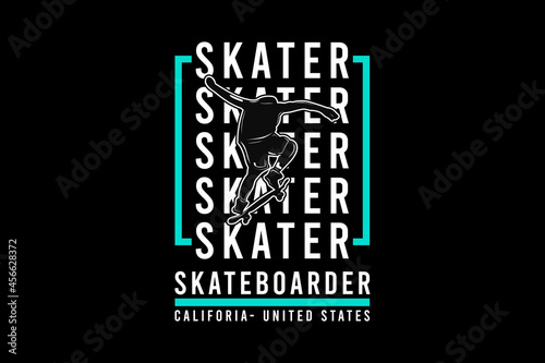 Skater california,retro vintage style hand drawing illustration