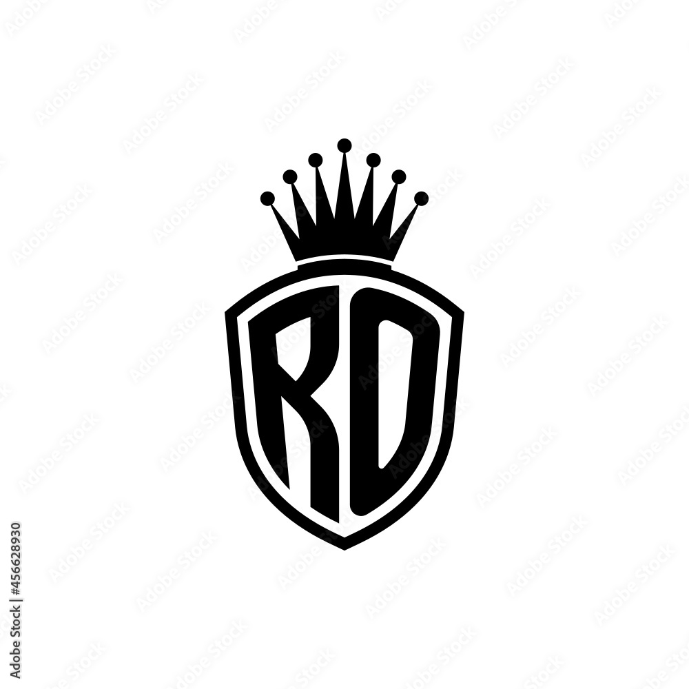 Monogram logo with shield and crown black simple RO Monogram logo with shield and crown black simple RO