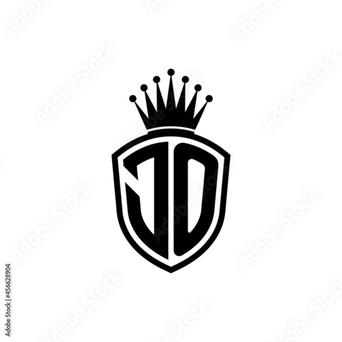 Monogram logo with shield and crown black simple JO
