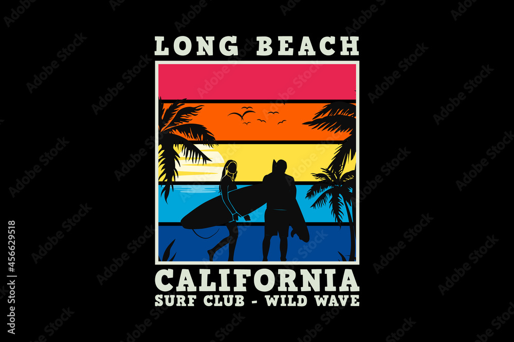 Long beach california, design sleety retro style