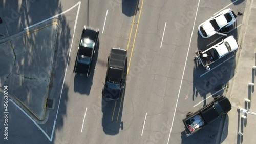 Top View Of Traffic Scene Along The Road Of Lakeshore Drive At Lake Pontchartrain In New Orleans, Louisiana. Aerial photo