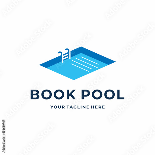 Simple Book and swimming pool logo design template elements