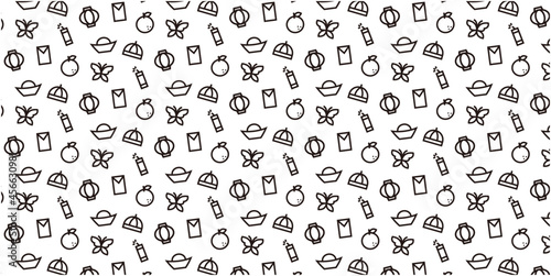 Chinese new year icon pattern background for website or wrapping paper (Monotone version)