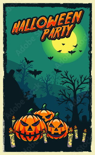 Happy halloween poster flayer design