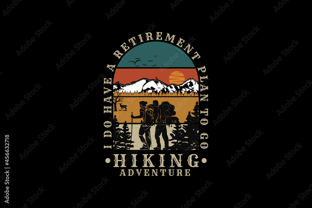 Hiking adventure, design silhouette retro style