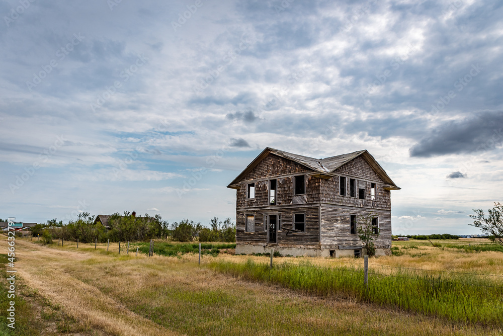 An abandoned hospital in the ghost town of Robsart, Saskatchewan
