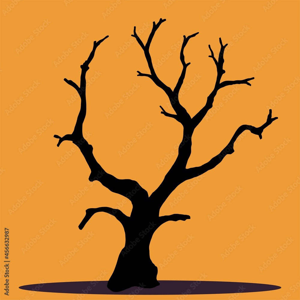 Simplicity halloween dead tree freehand drawing silhouette flat design. Simplicity halloween dead tree freehand drawing silhouette flat design.