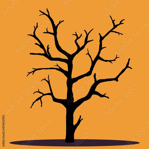 Fototapeta Naklejka Na Ścianę i Meble -  Simplicity halloween dead tree freehand drawing silhouette flat design.