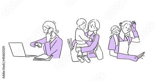 忙しい女性、働く女性　セット