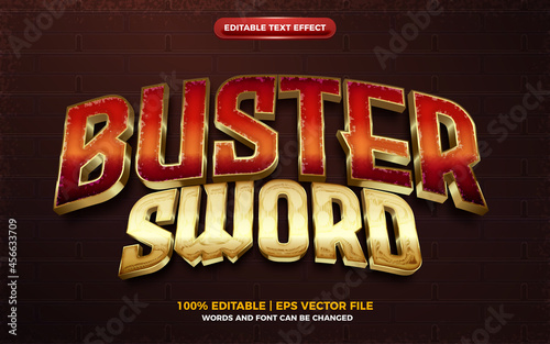 Buster Sword grunge red gold editable text effect