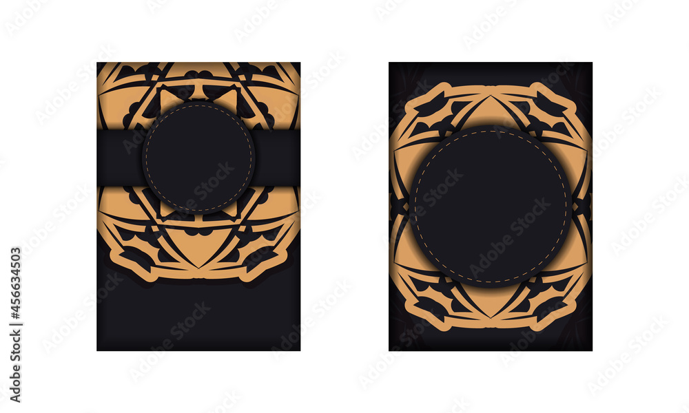 Dark color greeting card with orange abstract pattern