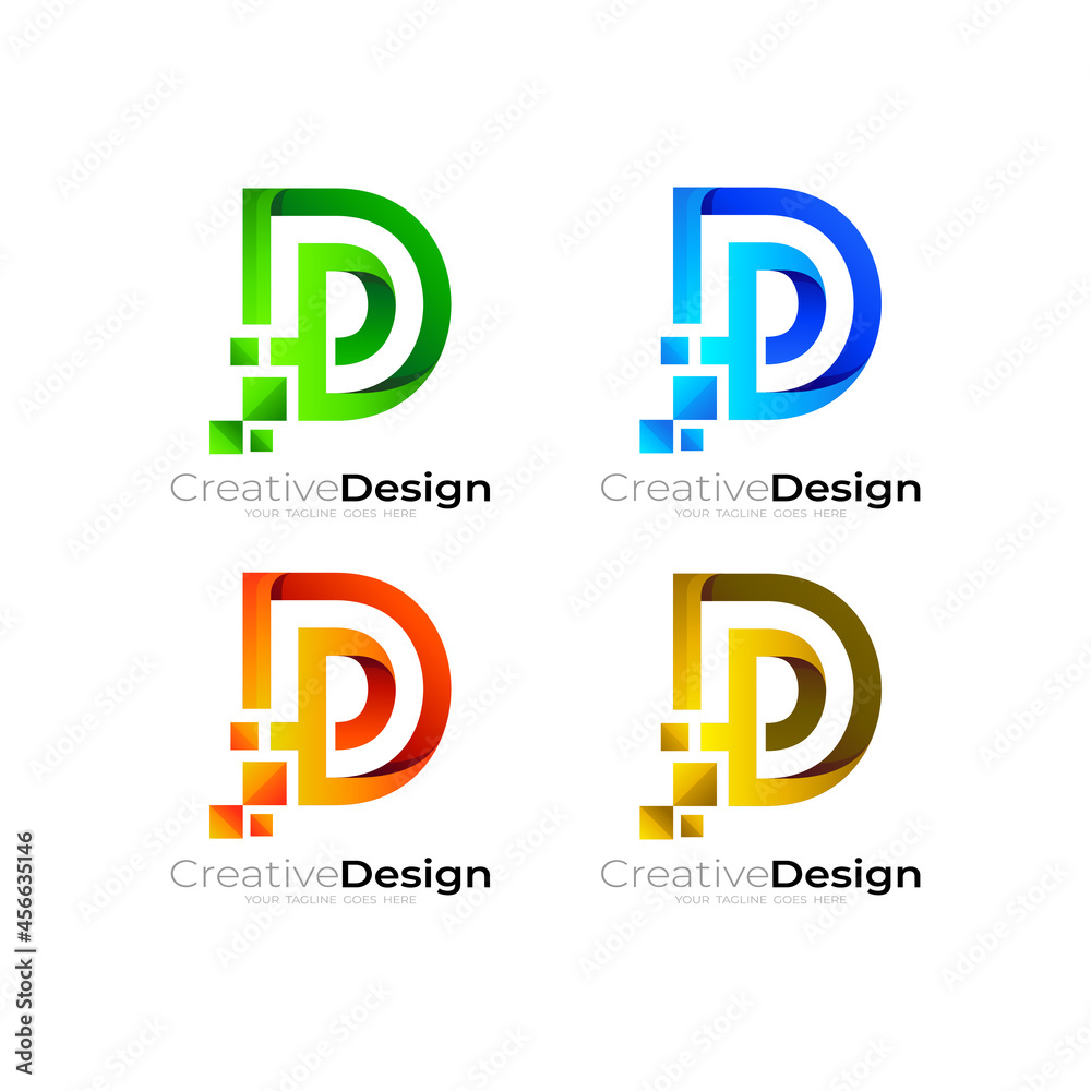 D logo and pixel design technology, line style
