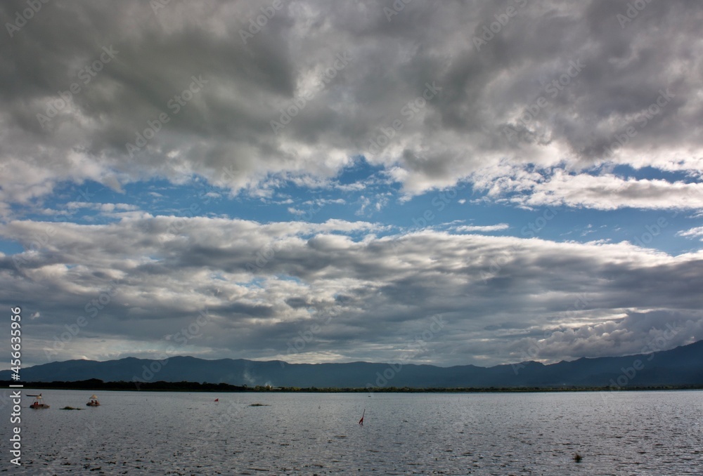 clouds over lake