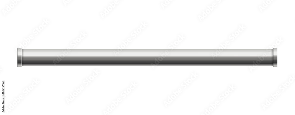 Silver metal straight pipe in realistic style vector illustration isolated - obrazy, fototapety, plakaty 