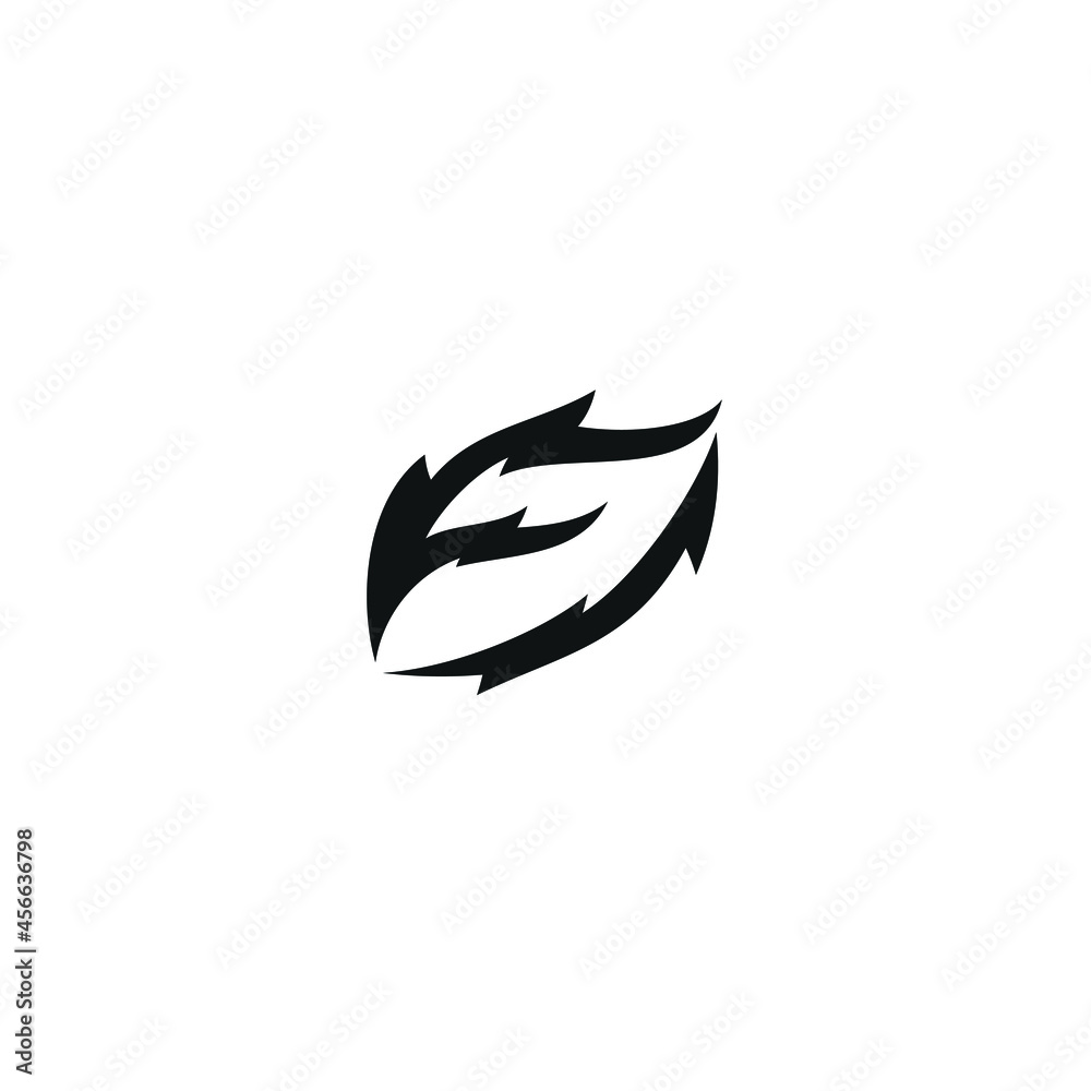 Letter F With Black Fire Leaves Vector Logo Design 
