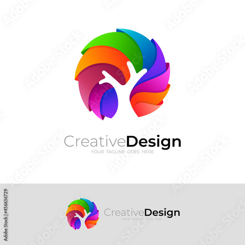 Tree nature logo vector, 3d colorful design